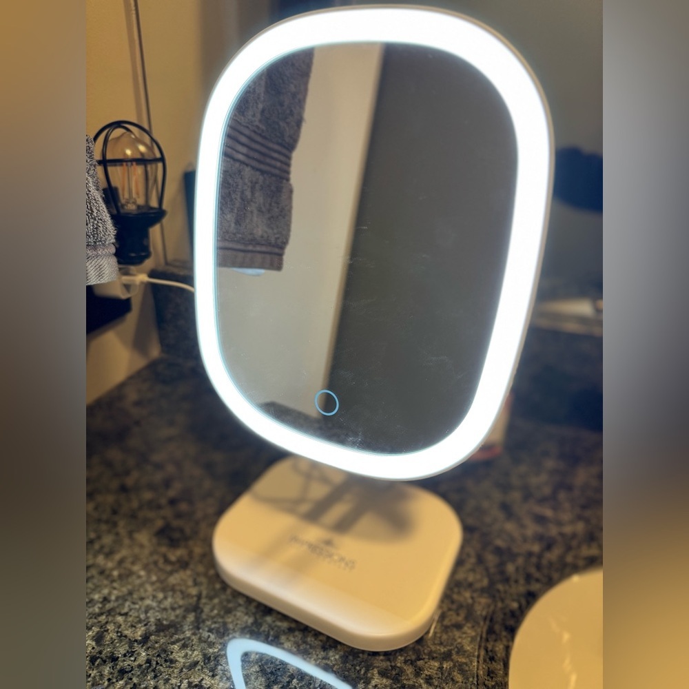 Illuminated White Vanity Mirror with Touch Control Size 7x12x5